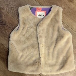 Mini Boden Cream Furry Vest